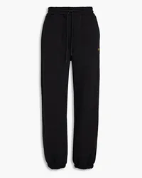 MSGM Embroidered cotton-blend fleece track pants - Black Black