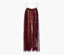 Sadie Chantilly lace midi slip dress - Burgundy