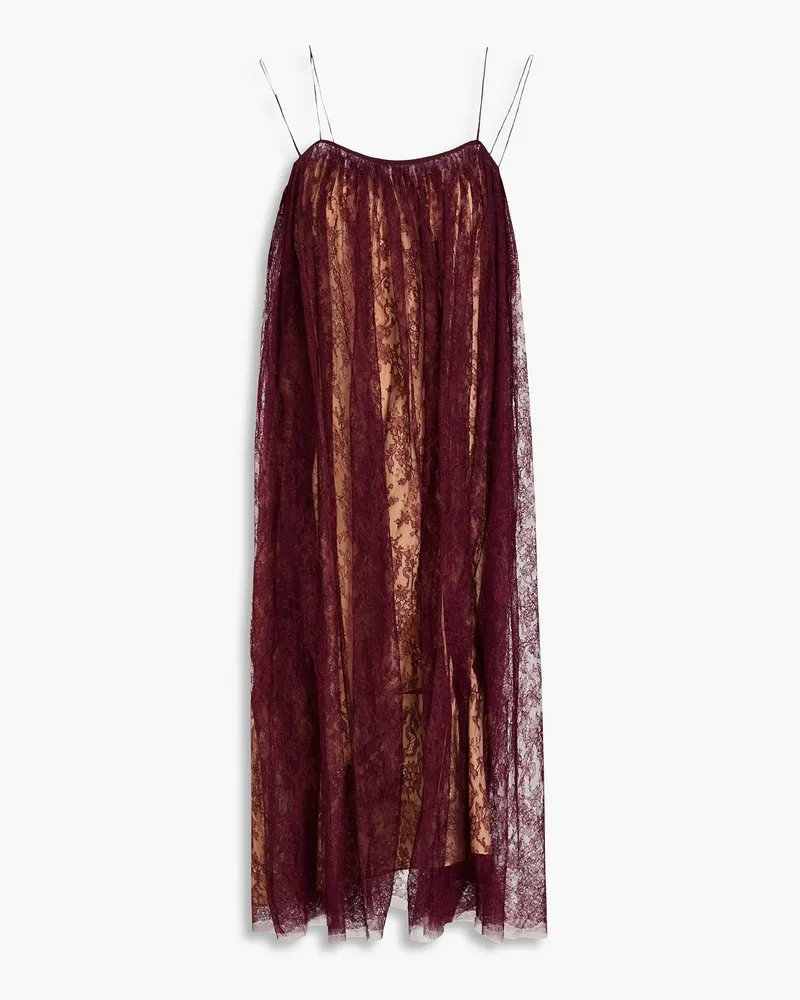 KHAITE Sadie Chantilly lace midi slip dress - Burgundy Burgundy