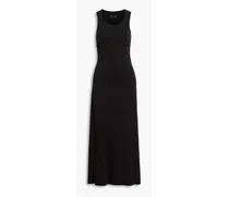 Ruched Pima cotton-blend jersey maxi dress - Black