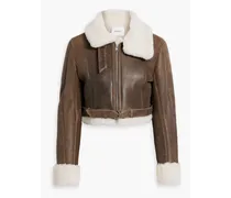 Cropped shearling jacket - Brown