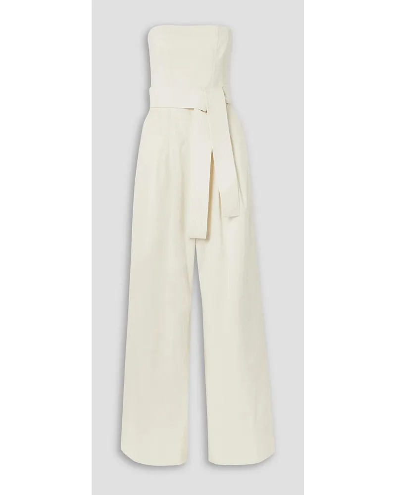 A.L.C. Elsie strapless belted linen-blend jumpsuit - White White