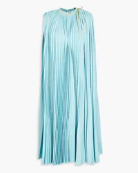 Valentino Garavani Cutout pleated leather midi dress - Blue Blue