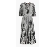 Kliulo pleated printed chiffon midi dress - Gray