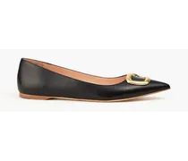 Tambi buckle-embellished leather point-toe flats - Black