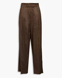 Brunello Cucinelli Pleated metallic wool-blend wide-leg pants - Metallic Metallic