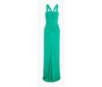 Riccardo cutout ruched stretch-jersey gown - Green