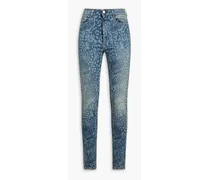 RED Valentino Printed high-rise skinny jeans - Blue Blue
