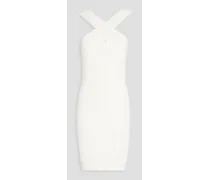 Ribbed-knit mini dress - White