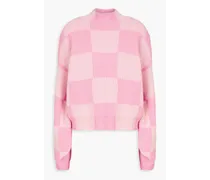 Adonis checked jacquard-knit turtleneck sweater - Pink