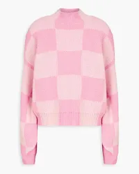 Stine Goya Adonis checked jacquard-knit turtleneck sweater - Pink Pink