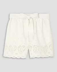 Stella McCartney Belted broderie anglaise woven shorts - White White