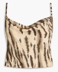 ROTATE Birger Christensen Cropped tiger-print jacquard tank - Neutral Neutral