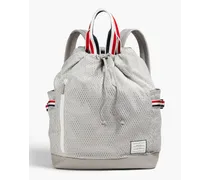 Leather-trimmed mesh backpack - Gray - OneSize