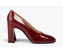 Croc-effect leather pumps - Red