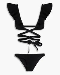 Zimmermann Halcyon ruffled tie-detailed bikini - Black Black