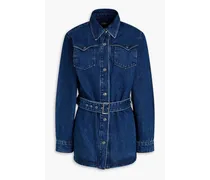 Belted denim jacket - Blue
