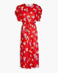 Carolina Herrera New York Wrap-effect ruched printed twill midi dress - Red Red