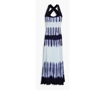 Tie-dyed knitted midi dress - Blue