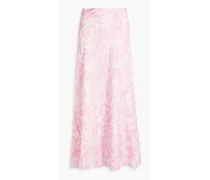 Floral-print stretch-silk satin maxi skirt - Pink