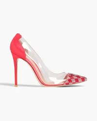 Gianvito Rossi Plexi crystal-embellished PVC and satin pumps - Red Red