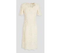 Cotton-blend guipure lace dress - White