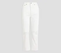 70s distressed high-rise straight-leg jeans - White