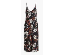 Mallory floral-print silk-blend twill midi dress - Black