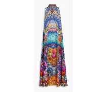 Embellished printed silk crepe de chine maxi dress - Multicolor