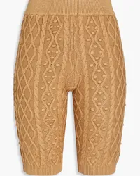 Loulou Studio Musa pompom-trimmed cable-knit silk-blend shorts - Neutral Neutral