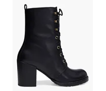 Cassey lace-up textured-leather ankle boots - Black
