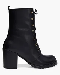 Stuart Weitzman Cassey lace-up textured-leather ankle boots - Black Black