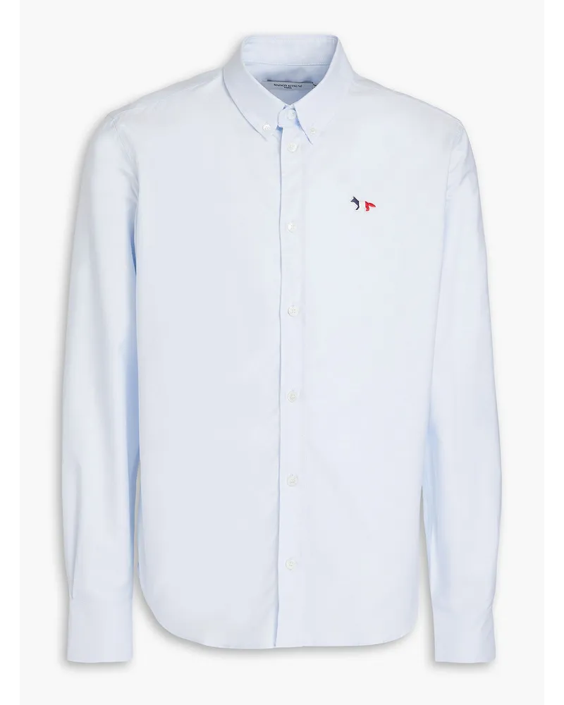 Kitsuné Appliquéd cotton Oxford shirt - Blue Blue