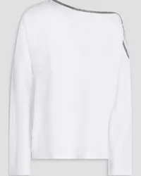 Brunello Cucinelli Embellished silk crepe de chine top - White White