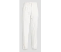French cotton-blend terry track pants - White