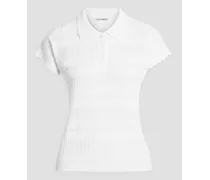 Pointelle-knit polo shirt - White