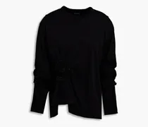 Bead-embellished Supima cotton-jersey top - Black