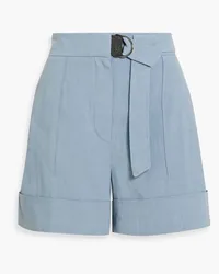 Brunello Cucinelli Bead-embellished linen-blend shorts - Blue Blue