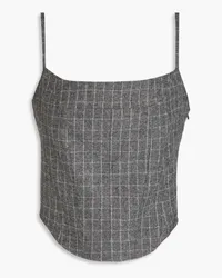 Maje Cropped checked twill top - Gray Gray