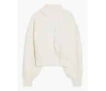 Lyme cable-knit merino wool-blend turtleneck sweater - White