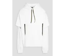 Layered printed cotton-fleece hoodie - White