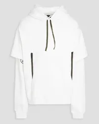 ACRONYM Layered printed cotton-fleece hoodie - White White