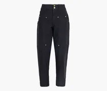 Cotton-twill tapered pants - Black