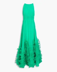 Badgley Mischka Ruffled chiffon and tulle gown - Green Green