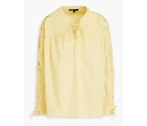 Lace-up cotton blouse - Yellow