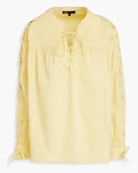 Maje Lace-up cotton blouse - Yellow Yellow