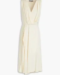 Alberta Ferretti Wrap-effect belted cady midi dress - Neutral Neutral