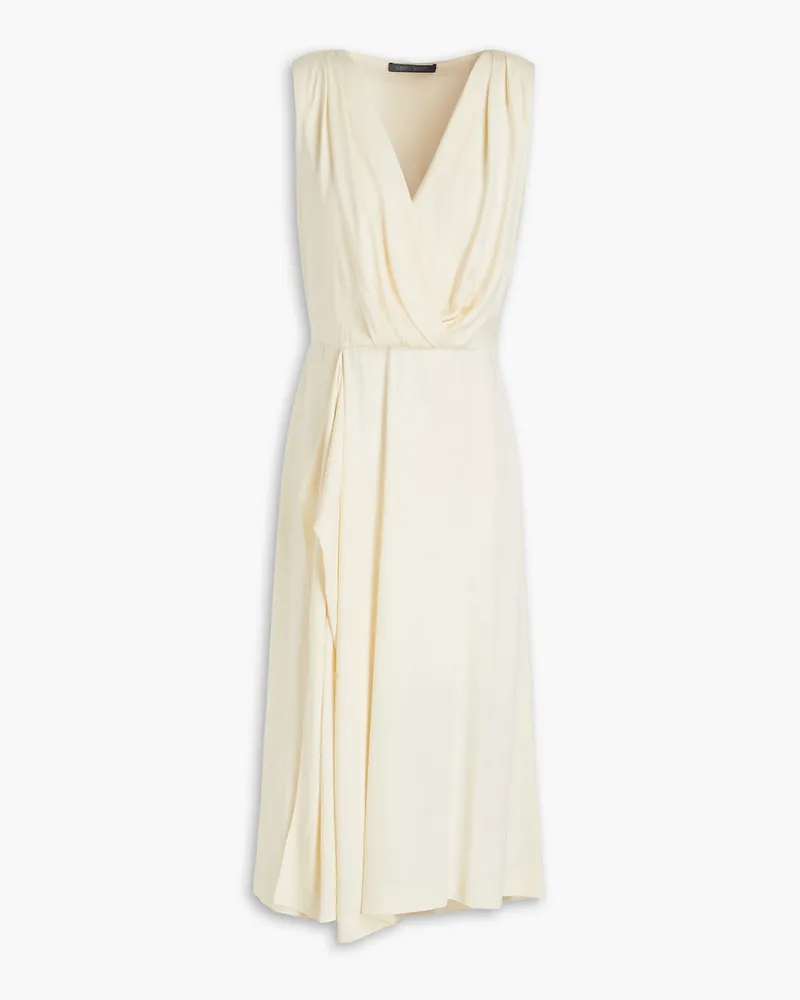 Alberta Ferretti Wrap-effect belted cady midi dress - Neutral Neutral