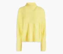 Ribbed cashmere turtleneck sweater - Yellow