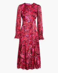 Diane von Furstenberg Iva ruffled printed devoré-chiffon midi dress - Pink Pink